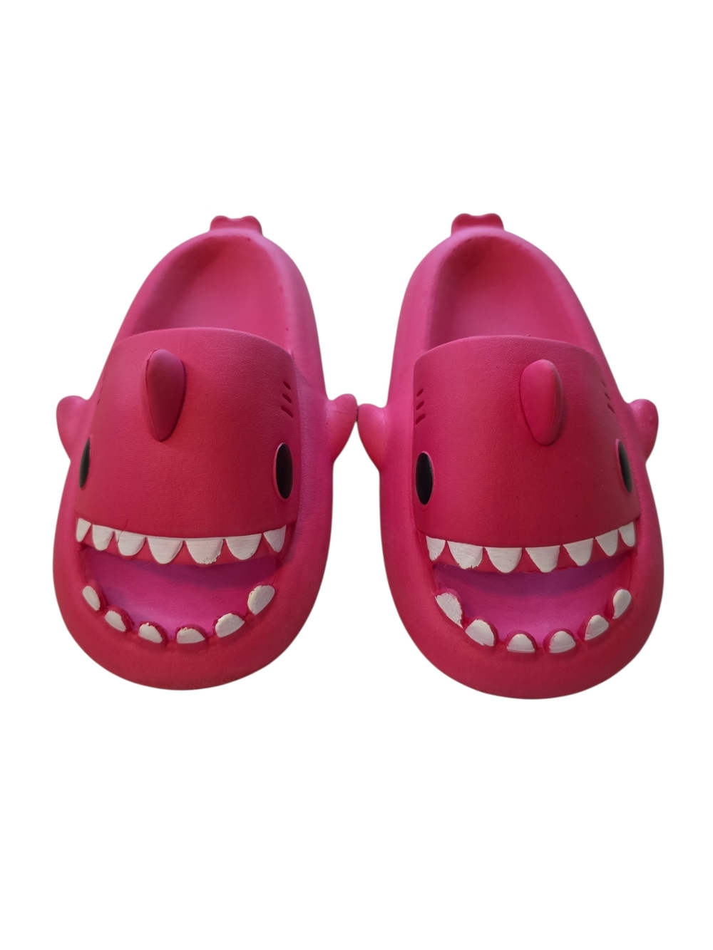 Kids Shark Face Slip-On Clogs in Bright Pink
